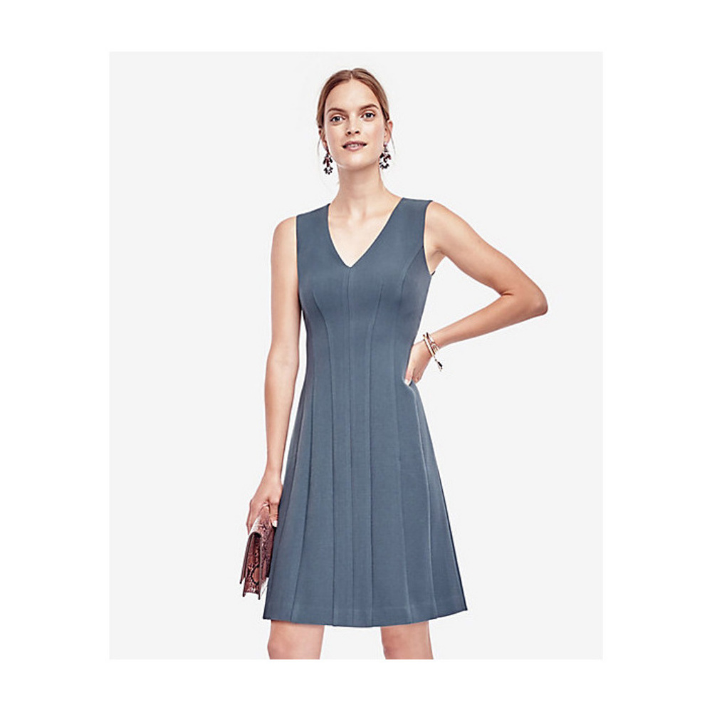 Ann Taylor Blue Flare Work Sleeveless Dress 6 12